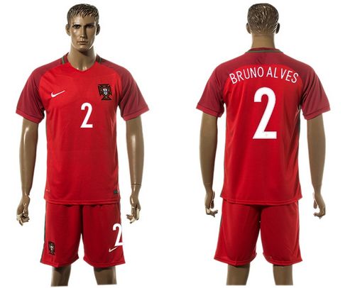 Portugal #2 Alves Home Soccer Country Jersey